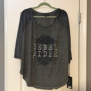 3/4 sleeve t-shirt 1x rock and rebel